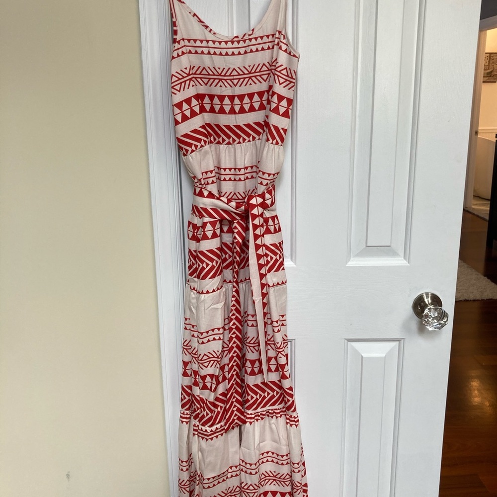 Tribal pattern maxi dress with belt